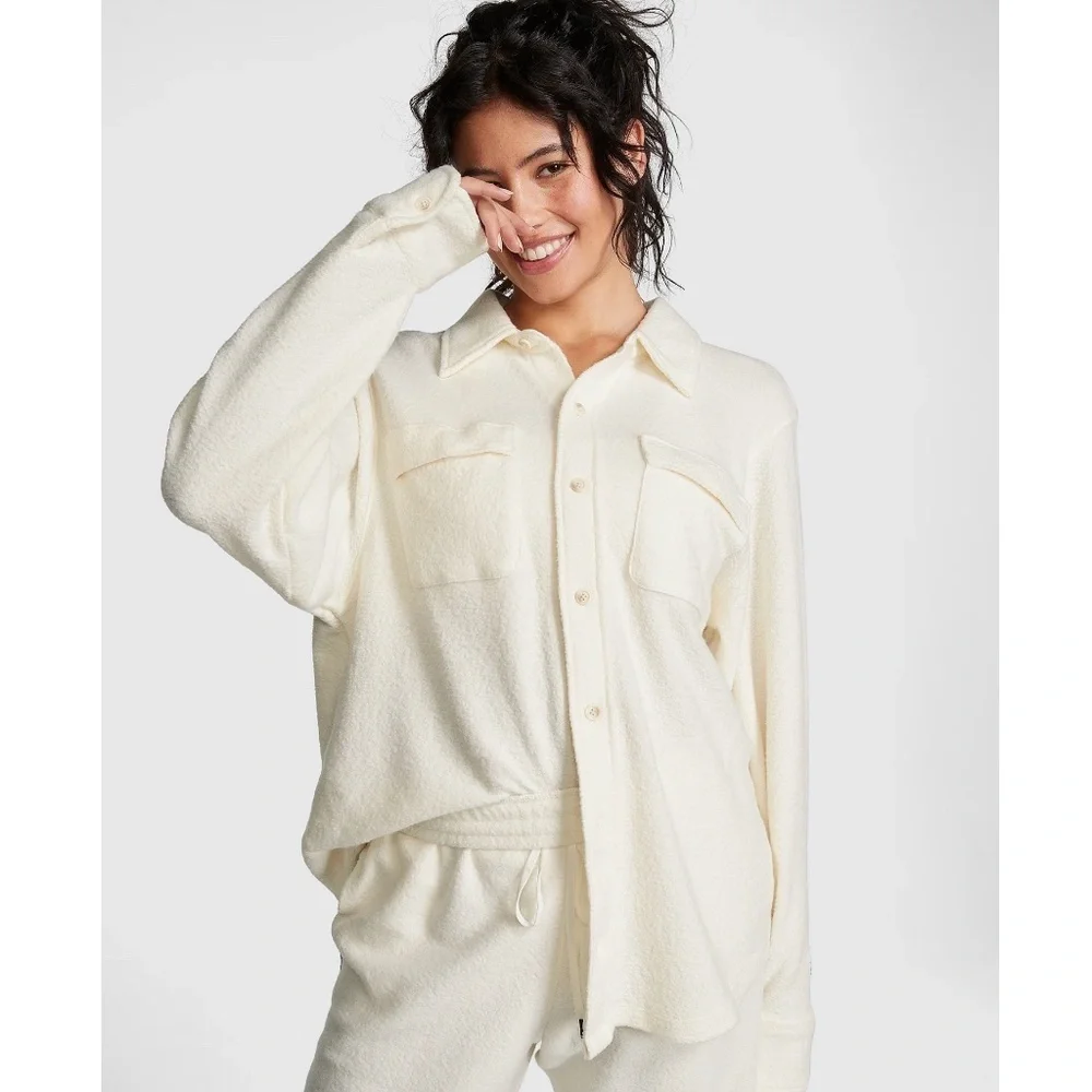 NWT Victoria's Secret Reverse Fleece Shacket Shirt Women's Size: XL